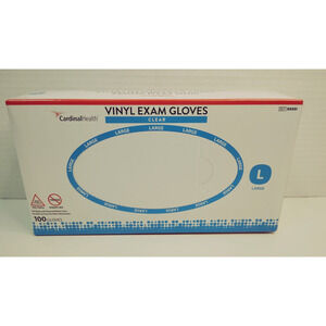 Cardinal Health Vinyl Exam Gloves Powder-Free Large 100 Count